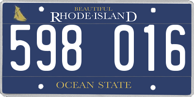 RI license plate 598016