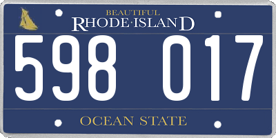RI license plate 598017
