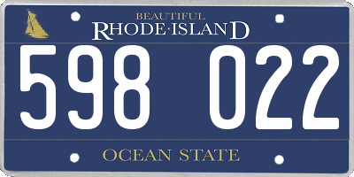 RI license plate 598022