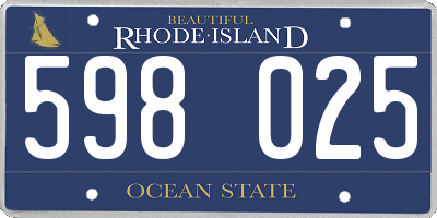 RI license plate 598025