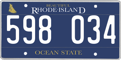RI license plate 598034