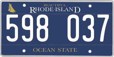 RI license plate 598037
