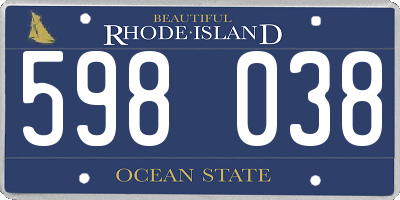 RI license plate 598038