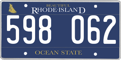 RI license plate 598062