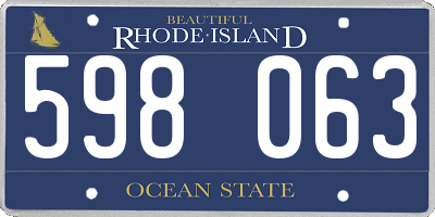 RI license plate 598063