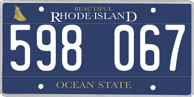 RI license plate 598067