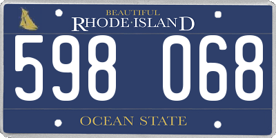 RI license plate 598068