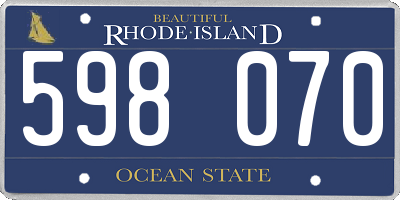RI license plate 598070