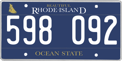 RI license plate 598092