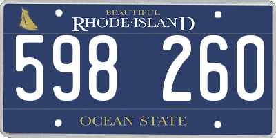 RI license plate 598260