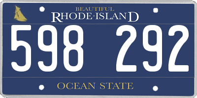 RI license plate 598292