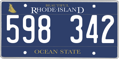 RI license plate 598342