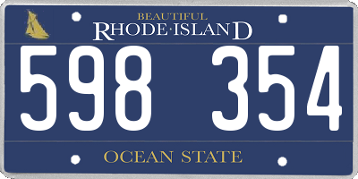 RI license plate 598354