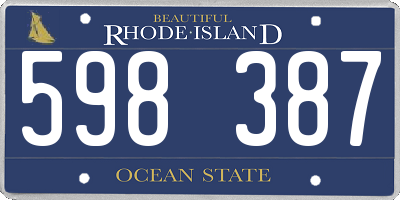 RI license plate 598387