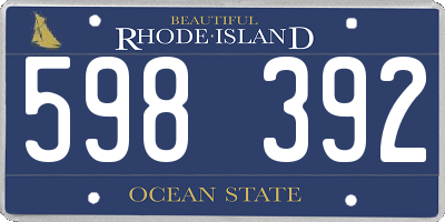 RI license plate 598392