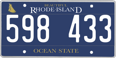 RI license plate 598433