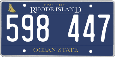 RI license plate 598447