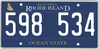 RI license plate 598534