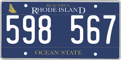 RI license plate 598567