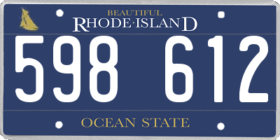RI license plate 598612