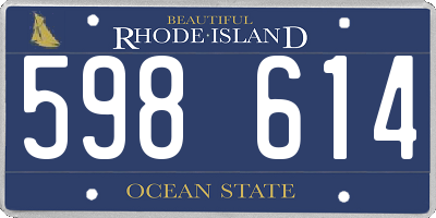 RI license plate 598614