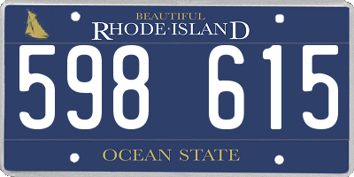 RI license plate 598615