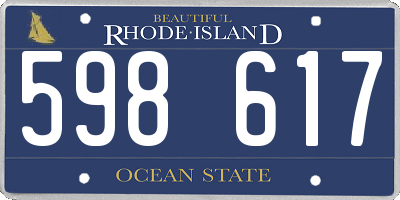 RI license plate 598617