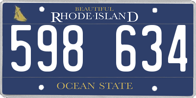 RI license plate 598634