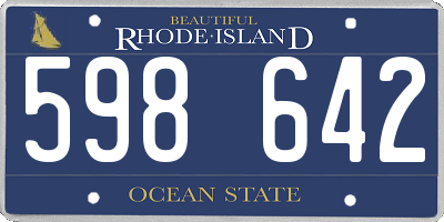 RI license plate 598642