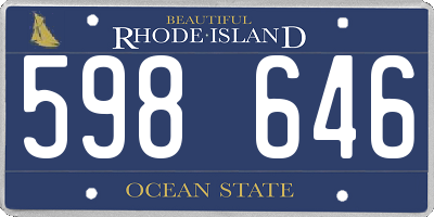RI license plate 598646