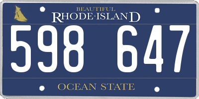 RI license plate 598647