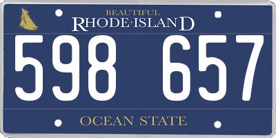 RI license plate 598657