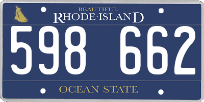 RI license plate 598662
