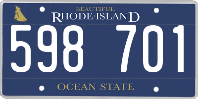 RI license plate 598701