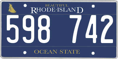 RI license plate 598742