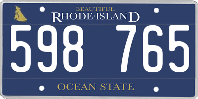 RI license plate 598765
