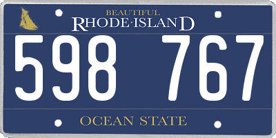 RI license plate 598767