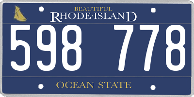 RI license plate 598778