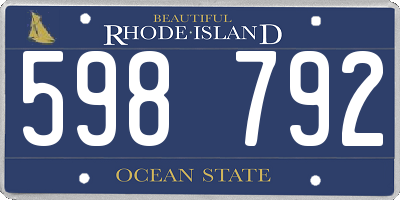 RI license plate 598792