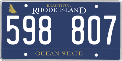 RI license plate 598807