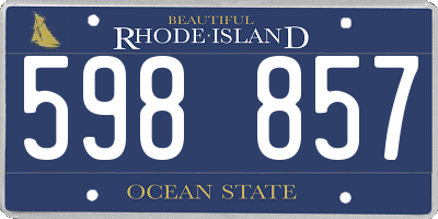 RI license plate 598857