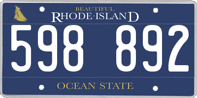 RI license plate 598892