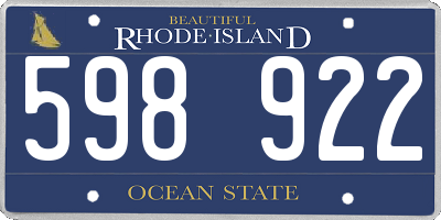 RI license plate 598922