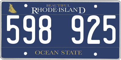 RI license plate 598925