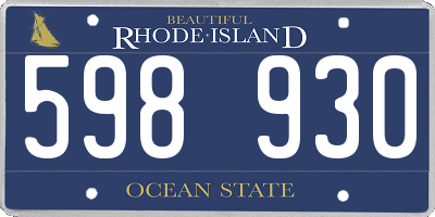 RI license plate 598930