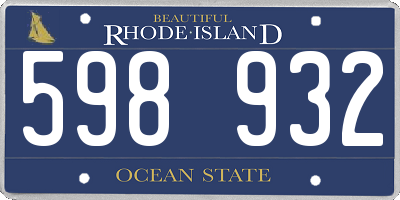 RI license plate 598932