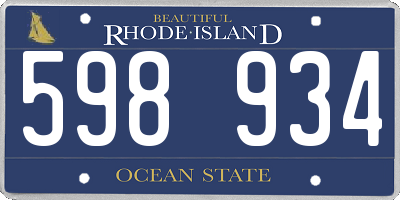 RI license plate 598934