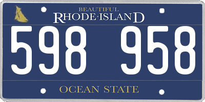 RI license plate 598958