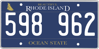 RI license plate 598962
