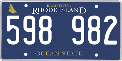 RI license plate 598982